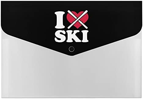 אני אוהב סקי גולש להרחבה אקורדיון קובץ תיקיות נייד מסמך מחזיק הגשת מעטפת ארגונית עם הצמד כפתור סגירה