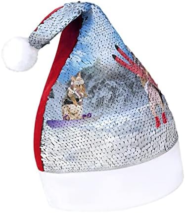 חמוד צ ' יוואווה באני סקי פאייטים חג המולד כובעי סנטה חג המולד כובע למבוגרים שמח חג המולד המפלגה