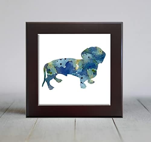 כחול מופשט תחש כלב בצבעי מים אמנות דקורטיבי אריח