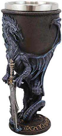 אברוס רות תומפסון הדרקון של מאורה אוסף מכונף דרקון עם אלוהי חרב 8 עוז יין גביע גביע כוס צלמית שרף עם נירוסטה
