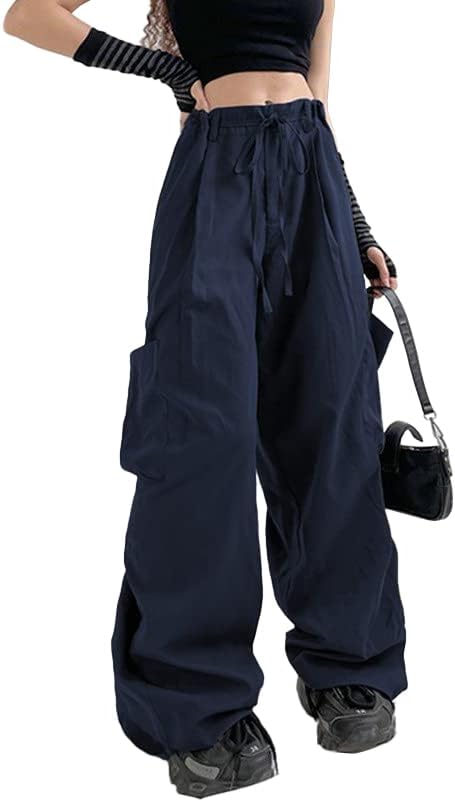 Andlcuy אמצע המותניים המותניים המותניים מכנסיים רחבים עקיצים מכנסי מטען בעלייה נמוך