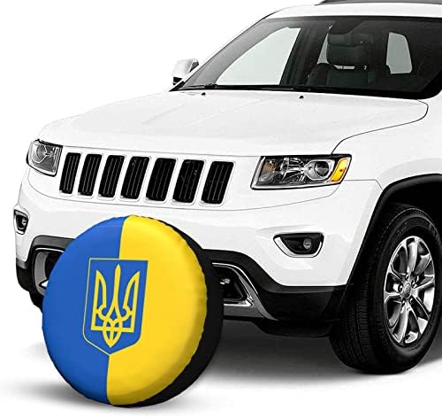 דגל אוקראיני ומעיל נשק של צמיג אוקראינה מכסה הגנה מפני הגנה על השמש מגני גלגל צמיג אבק למגן צמיג רכבי