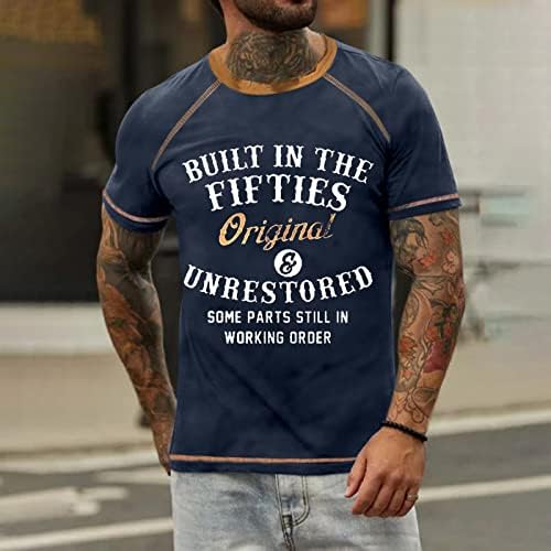 חולצת טריקו של גברים רטרו שרוול קצר צוואר עגול צוואר