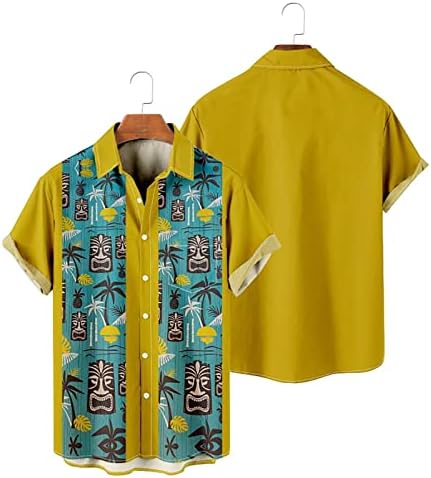 חולצות הוואי של Zddo Mens, 2022 גברים חדשים באולינג חולצה שרוול קצר הדפס פרחוני Aloha עליון כפתור למטה