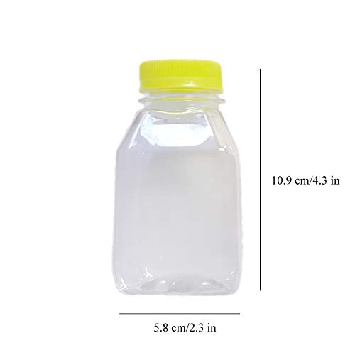 חבילה של 96 בקבוקי מיץ פלסטיק ריקים לחיות מחמד - 8 אונקיות מיכלים שקופים לשימוש חוזר עם מכסה ברור לחבל ירוק