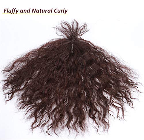 רמנבו מתולתל שיער טופר עם מתולתל פוני קליפ סינטטי נפנפת טופר נוכריות פאה עבור נשים, 14 שחור