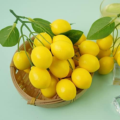 עיצוב שולחן אוכל של קסאו 2 יחידות לימון מלאכותי פירות מלאכותיים גרלנד עם לימון קיץ זר צהוב לקישוטים