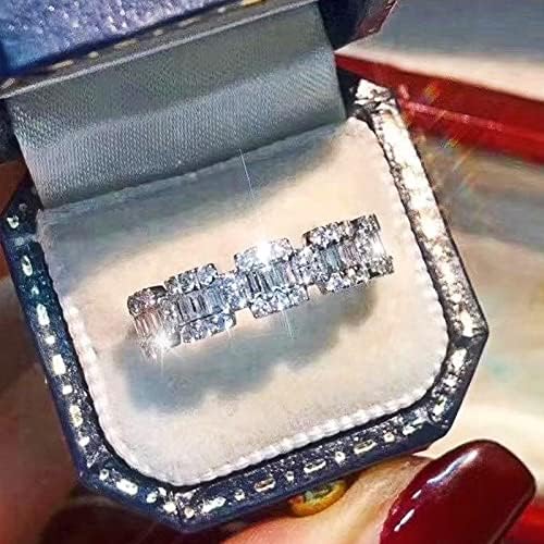טבעות נישואין מכסף לנשים שרשרת כסף חלולה ריינסטון טבעת צורה גיאומטרית צורה ריינסטון טבעת קווי כסף
