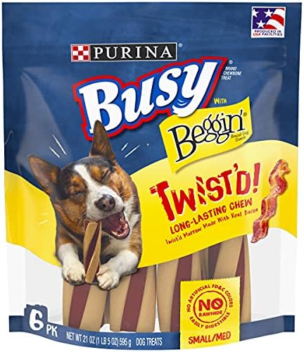 PURINA עסוק ב- Beggin 'מיוצר במתקני ארהב פינוקים של כלבים קטנים/בינוניים, Twist'd - 6 ct. כִּיס