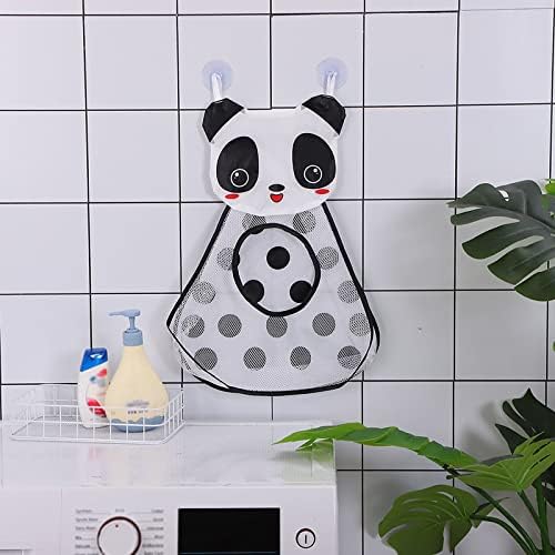 Uqiangy Cartoon Panda רחצה ומים מנגנים בחדר אמבטיה שקית אחסון צעצועים עם פראייר עמיד שקית רשת
