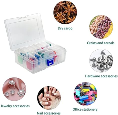 Letken 13 חלקים מלאכת פלסטיק קטנה 0 ארגונים ואחסון, קופסה שקופה עם מכסה צירים לאחסון תכשיטים, יהלומים, אביזר מלאכת