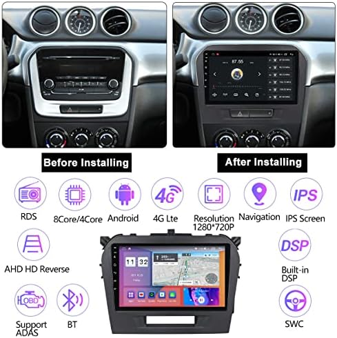 FBKPHSS אנדרואיד 11 רדיו מכוניות עם SAT NAV לרדיו Suzuki-Vitara 2014-2018 9 אינץ 'מגע 2 DIN אנדרואיד