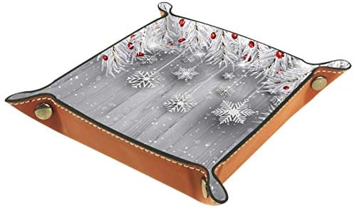 Lyetny תלויה פתיתי שלג עם מארגן עץ חג המולד מכסף מגש אחסון קופסת מיטה מיטה קאדי שולחן עבודה מגש החלפת ארנק