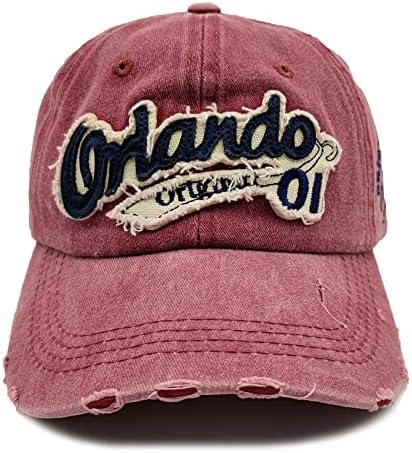 אורלנדו רקום בייסבול כובעי גברים נשים כותנה שטף מתכוונן אבא כובע במצוקה רטרו משאית כובעים