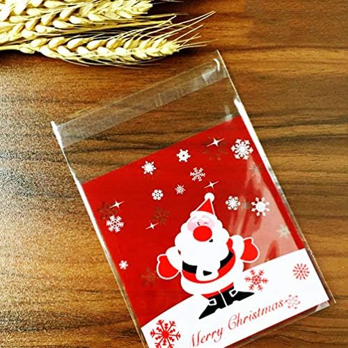 עמוספון 100 יחידות שקיות ממתקי מתנת פינוק לחג המולד דבק עצמי שקיות צלופן ברורות שקיות אריזת