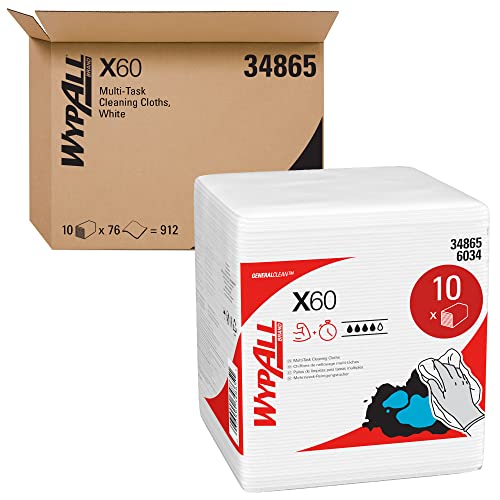Wypall General Clean x60 מטליות ניקוי רב משימה, מטליות רחצה ברבע, לבן, 76 גיליונות / חבילה, 12 חבילות /