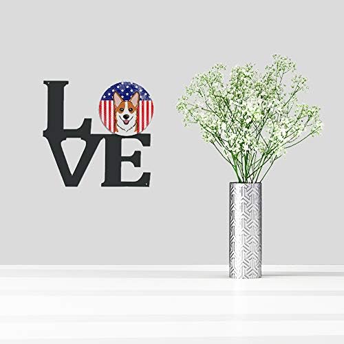 אוצרות קרוליין ב2184 דגל אמריקאי ואדום קורגי קיר מתכת יצירות אמנות אהבה,