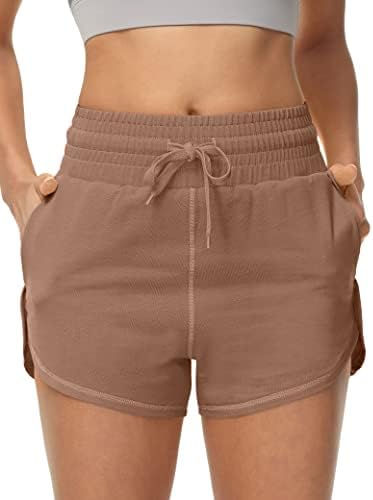 מכנסי כותנה של זיעה לנשים של אורקוף עם כיסים מותניים גבוהים קיץ מזדמן ריצה אתלטית מכנסיים קצרים