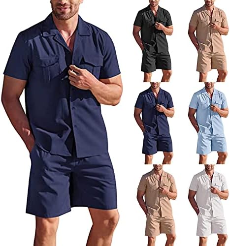 תלבושות Xiaxogool לגברים 2 חלקים כפתור מזדמן של חולצה למטה וחולצת תלבושת חופשה בהוואי חוף בהוואי