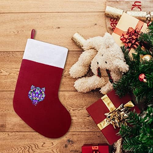 ראשי טייגר צבעוניים גרבי חג המולד גרבי משפחה עיצוב עץ עץ קישוטים תלויים חמודים קישוטים לחג המולד 8.2 x 16.5