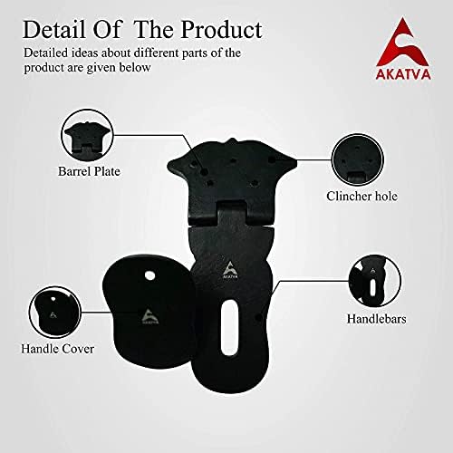 Akatva Aldan Premium ברזל מחושל Hasp Duty Hasp and Staple 154 ממ x 78 ממ x 28 ממ-סט של 4 חתיכות