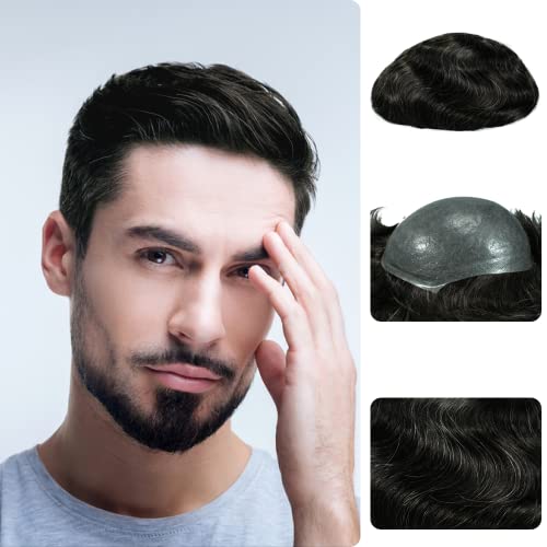 זאקיה גברים של שיער מערכת אירופאי שיער טבעי 0.08 ממ סופר דק עור בסיס טבעי קו שיער חתיכות
