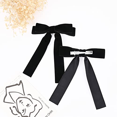 2 יחידות שחור קטיפה קשתות בנות שיער קליפ סרט אביזרי עבור תינוק פעוטות בני נוער ילדים