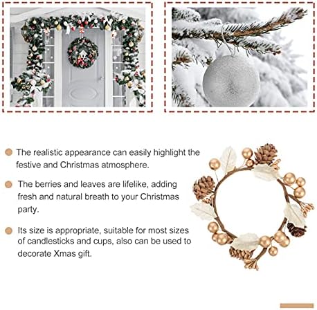 קבילוק 4 יחידות חג המולד נדר פמוט טבעות עם זהב פירות יער מיני נר טבעות זרי זר עבור חג המולד