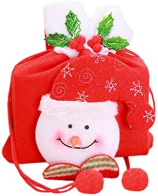 AMOSFUN קישוטים לחג המולד פינוי ילדים שקיות ממתקים ניידים תיק מתנה לתיק חג המולד עם ידית מסיבת חג