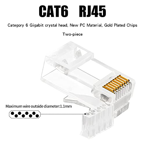 CNCOB CAT6 RJ45 מחברים, CAT 6 CAT 6 2 חלקים RJ 45 קצוות, UTP 8P8C תקע מחבר אתרנט עבור CAT6 CAT5E כבל