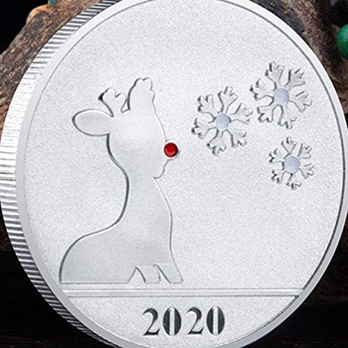AMOSFUN 2 PCS מטבעות אתגר חג המולד מטבעות איילים כסף מטבעות זיכרון אוסף אמנויות מסיבת חג המולד מעדיפות