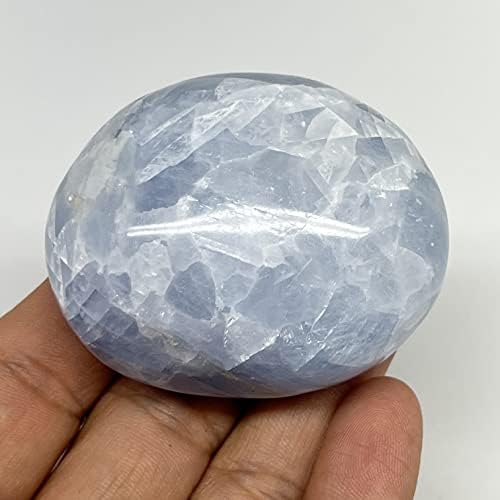 וואטנגמס 111.7 גרם, 2.2 איקס 1.8 איקס 1.2 אבן דקל קלציט כחולה, צורת גאלט מאבן דקל ממדגסקר נפלה, ריפוי רייקי,אבן