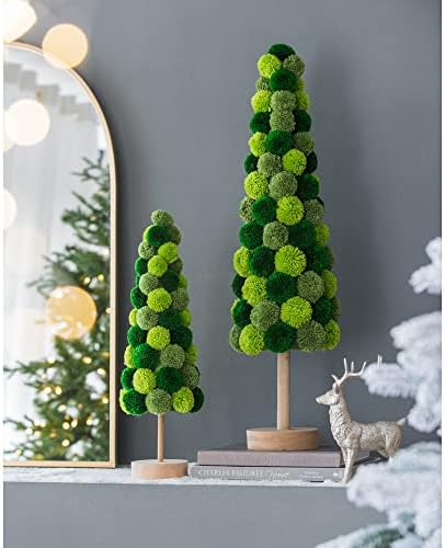 6.7x6.7x20 עיצוב שולחן עץ עצי עצי חג המולד ירוקים עצים בעבודת יד עם בסיס מלבני לעיצוב הבית לחג