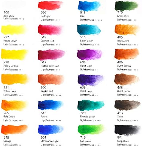 סט צבע צבעי מים של פול רובנס, 24 צבעים חיים צבעי מים צבע מלא מחבת עם בלוק צבעי מים לאמנים, חדש,