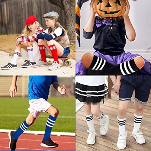 מגמות אמריקאיות גרבי כדורגל לילדים לבנים פעוטות בנות בברך גרביים גבוהות פסים כותנה ספורט גרב צינור ארוך