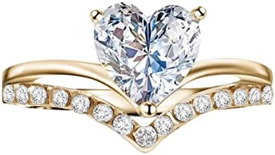 טבעת אירוסין של זירקוניה מעוקבת, טבעת כלה חתונה, סוליטייר זהב צהוב 4-יום יום השנה טבעות הבטחה
