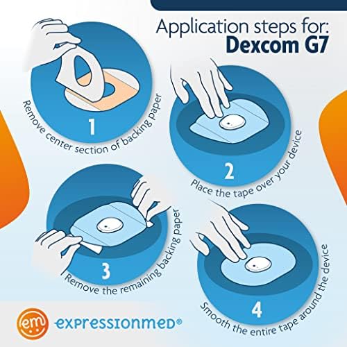ביטוי - תיקון דבק עבור Dexcom G7 - מיוצר בארצות הברית, עמיד למים, גיבוי מפוצל, קלטת CGM