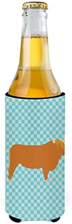 אוצרות קרוליין BB7994CC היילנד פרה כחול צ'ק פחית או חיבוק בקבוקים, יכול שרוול קריר יותר מכונת חיבוק משקה