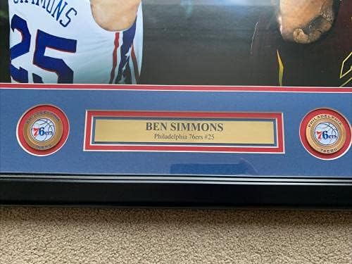 בן סימונס חתימה חתום 76ers 20x24 תמונה לעומת לברון ג'יימס מסגר סיפון עליון - תמונות NBA עם חתימה