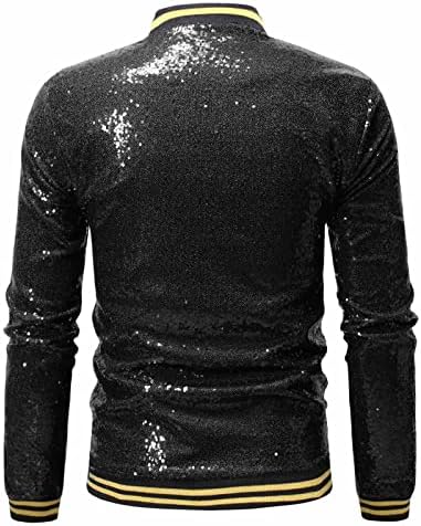 מעילי נצנץ אופנה לגברים מזדמנים רוכסן בתולת ים קל משקל קל של מועדוני המועדון המבריק.