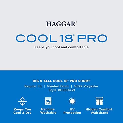 Haggar's Cool's Cool 18 Pro ישר קפלים קפלים קדמים 4-כיוונים המותניים הניתנים להרחבה קצרים עם גדלים