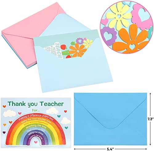 כרטיסי הערכה למורים מעץ סייבה תודה מעטפות ברכה 4 על 6 אינץ ' 12 יחידות נצנצים נוצצים חיתוך מיוחד