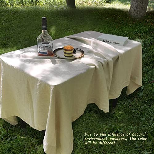 L פשתן שולחן פשתן שולחן פשתן, שטויות 60x120 אינץ 'טבעי שולחן פשתן צרפתי שולחן מלבני מלבני, מטבח, אוכל,