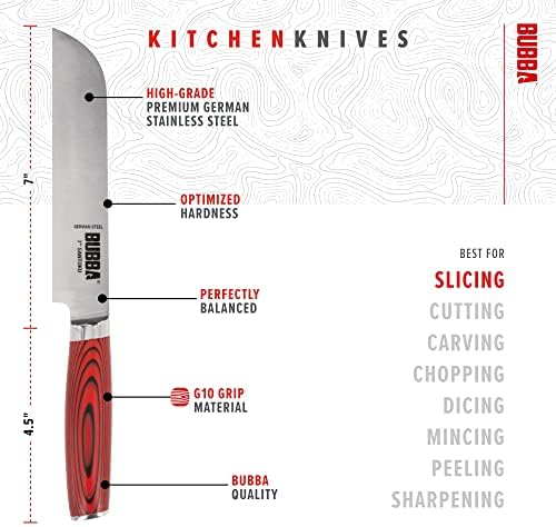 סדרת מטבח בובה 7 סכין סנטוקו, סכין מטבח לכל המטרה לתוצרת, ירקות, דגים או בשר עם להב פלדה גרמני מובחר