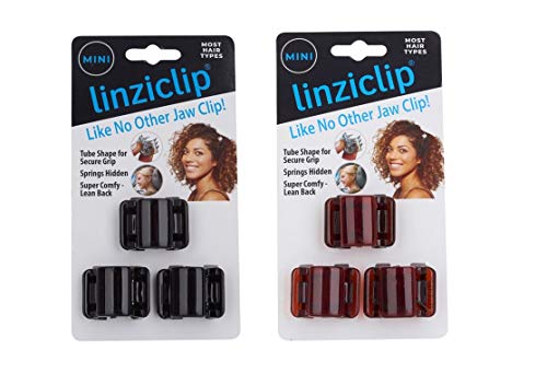 קליפ לסת שיער מיני של Linziclip, שחור וצב, 6 חלקים