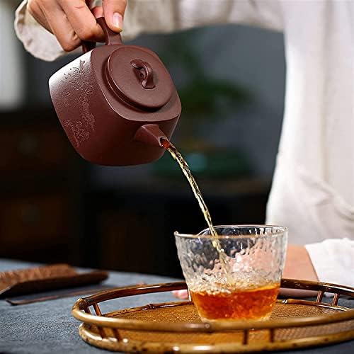 קומקום תה סגול חימר סגול קומקום בעבודת יד קומקום מפורסם עפרות גולמיות סגול סגול מרובע גשר תה תה קומקום.