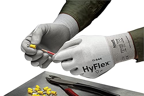 Ansell Hyflex 11-644 כפפות עבודה ב- PU עם שחיקה גבוהה והתנגדות חתוכה