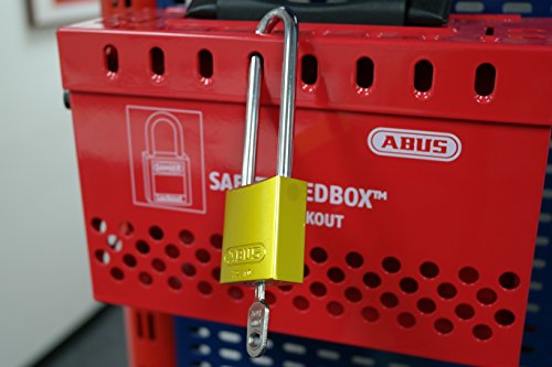 ABUS 72/40HB75 מנעול בטיחות אלומיניום עם כבילה 3 , מפתח כאחד, צהוב, חבילה של 6