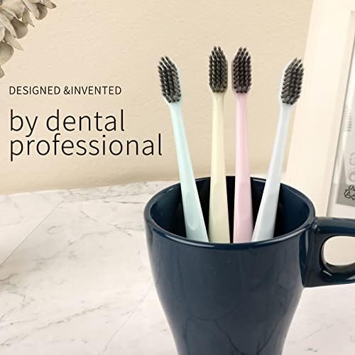 Jedon 4PCS מברשת שיניים רכה זיפים, לשיניים רגישות וחניכיים טיפול, זיפי מגע בצפיפות גבוהה ראש קומפקטי ועיצוב