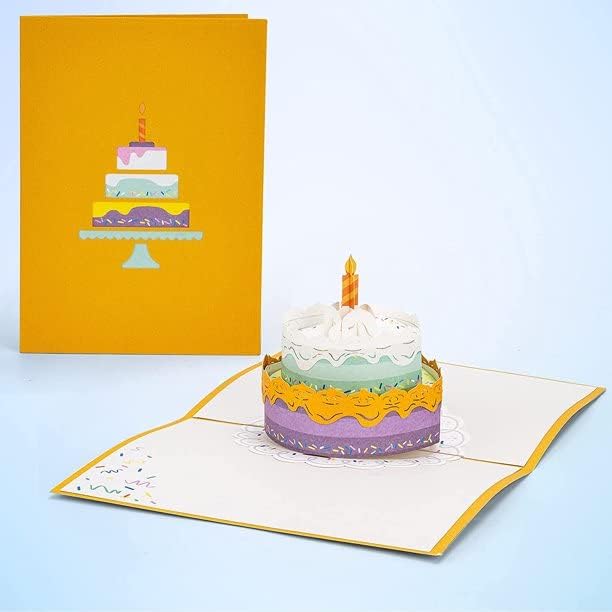 כרטיסי ברכה יום הולדת עוגת יום הולדת קריקטורה יצירתי הנצחה שלושה ממדי כרטיס ברכה יום הולדת מתנה 3 עוגת עשה זאת